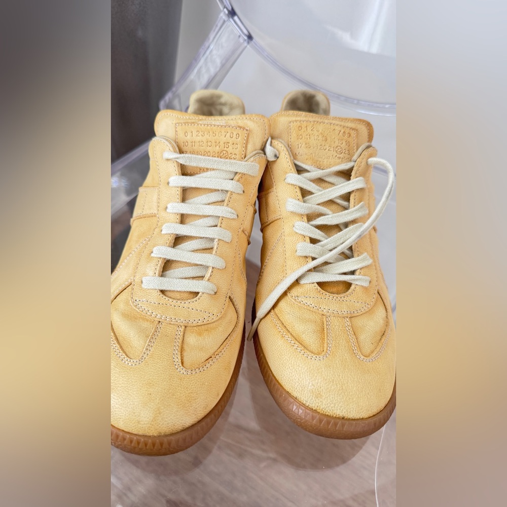 Maison Margiela leather suede GAT sneakers quiet luxury wheat color - Picture 3 of 11
